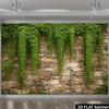 2D Vintage Brick Wall with Green Vines Backdrop Natural Scenery Photo Booth
