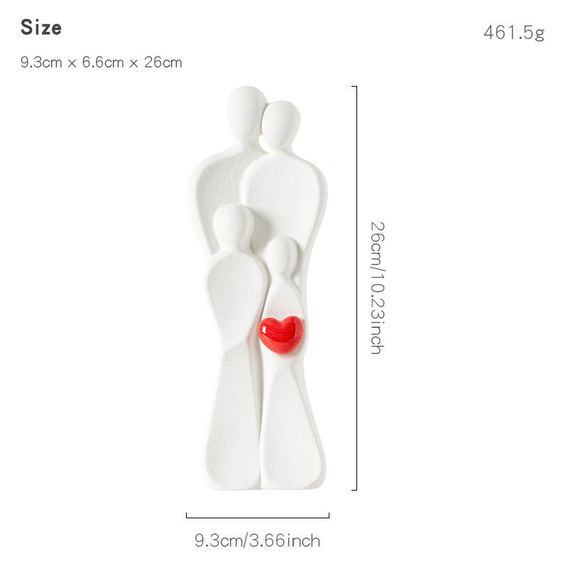 European  Ceramic Sculpture for A Family of Four Creative White Couple Figurine Decorative Piece for Living Room or Office Gift