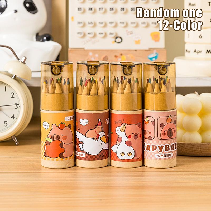 12 Adorable Capybara Pencils With Sharpeners And Straight Tips, Perfect For Schools, Offices, And Student Stationery