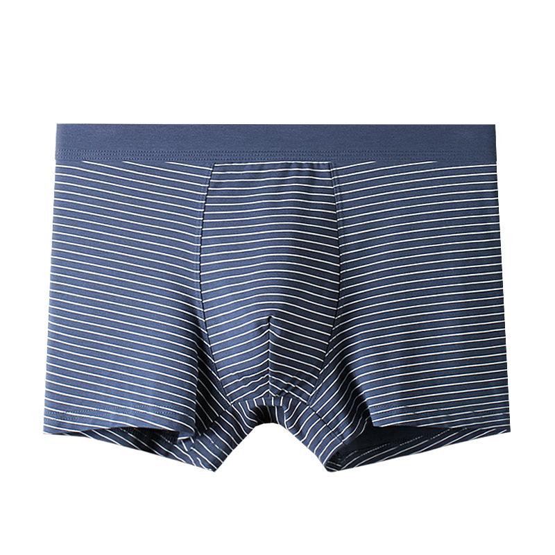 Men's Cotton Modal Boxer Briefs - Breathable Large Size, Striped Japanese Style for Autumn and Winter.