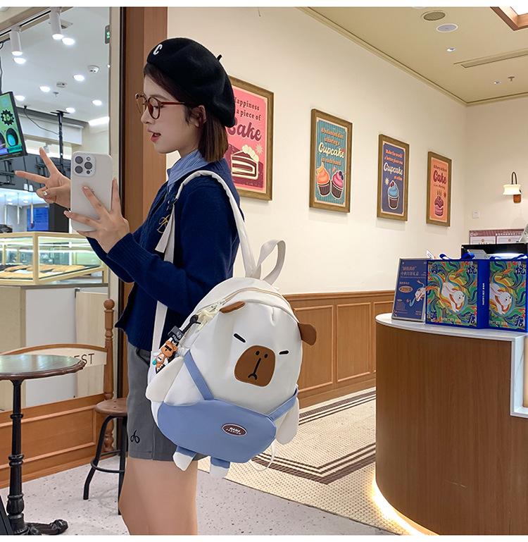 2025 Capybara Cartoon Women's Street Trend Large-Capacity Casual Backpack