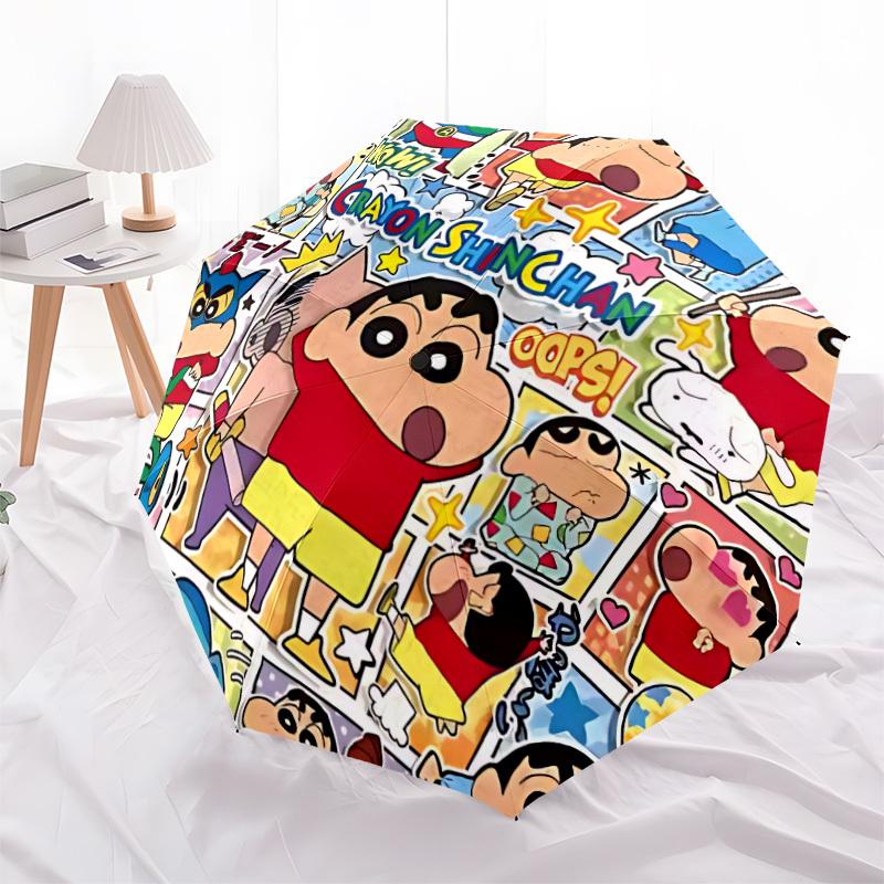 1pc Crayon Shin Chan Automatic Open/Close Folding Umbrella, Windproof 8 Rib Construction, Lightweight Travel Umbrella for Women/Men,a0902106