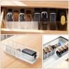 2Pcs Belt Organizer Boxes PET Transparent Belt Storage Holder with Removable Dividers 4 Grid Extendable Belt Container for Home