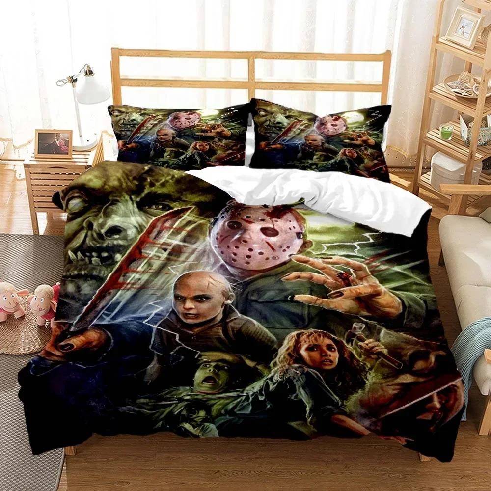 Comforter Halloween Horror Movie Clown Bedding Set 3D Printed Suitable For Bedroom Kids Home Textile