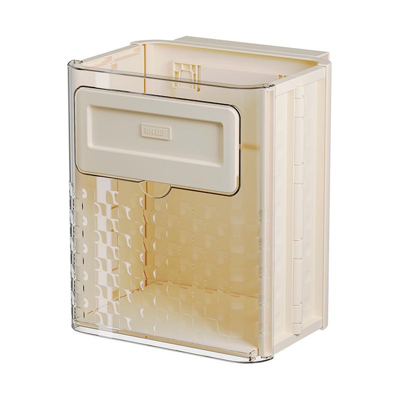 

No-Punch Kitchen Trash Can Household Wall-Mounted Paper Basket Transparent Hanging Foldable Trash Can Large Capacity 10L