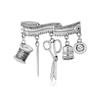 Unique Vintage Tailor Tools Brooch DIY Decorative Sewing Supplies Brooch Alloy Creative Metal Corsage Ornament Banquet Party