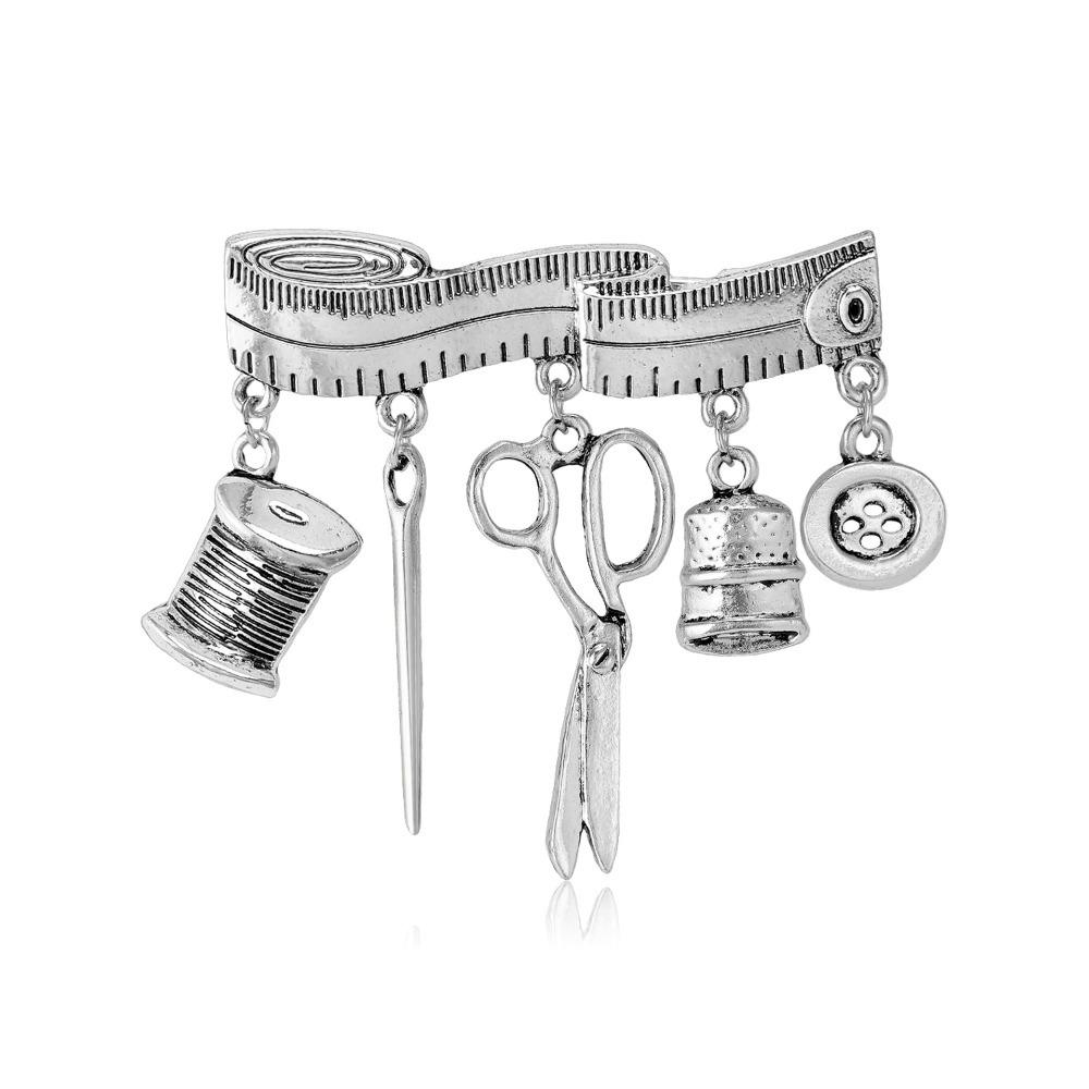 

Vintage Sewing Supplies Brooch Zinc Zinc Alloy Lapel Pin Fashion Tailor Tools Brooch Daily Wear серебряный