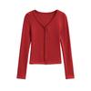 New Korean Style V-Neck Slim Fit Candy Color Long Sleeve Cardigan Jacket