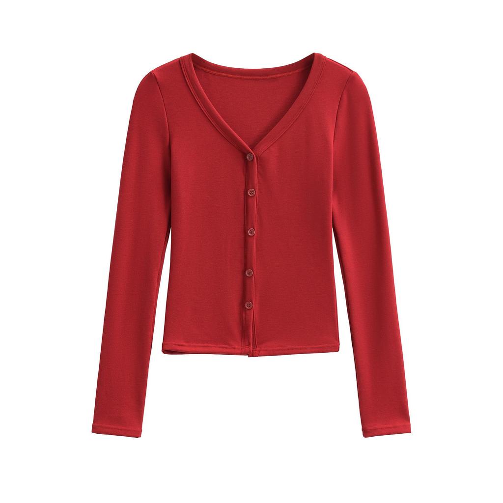 New Korean Style V-Neck Slim Fit Candy Color Long Sleeve Cardigan Jacket