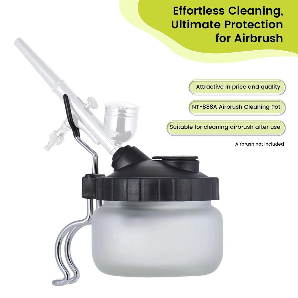 Glass Bottle Airbrush Cleaning Jar with Cover Metal Handle Airbrush Cleaning Kit  Modeling