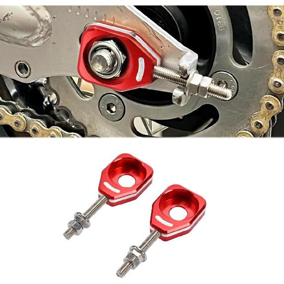 Canitu Blue Rear Chain Adjusters,Motorcycle Billet Rear Axle Blocks Swingarm Spool Tensioner Tension Adjuster Accessories for Honda CRF110 2013-2024