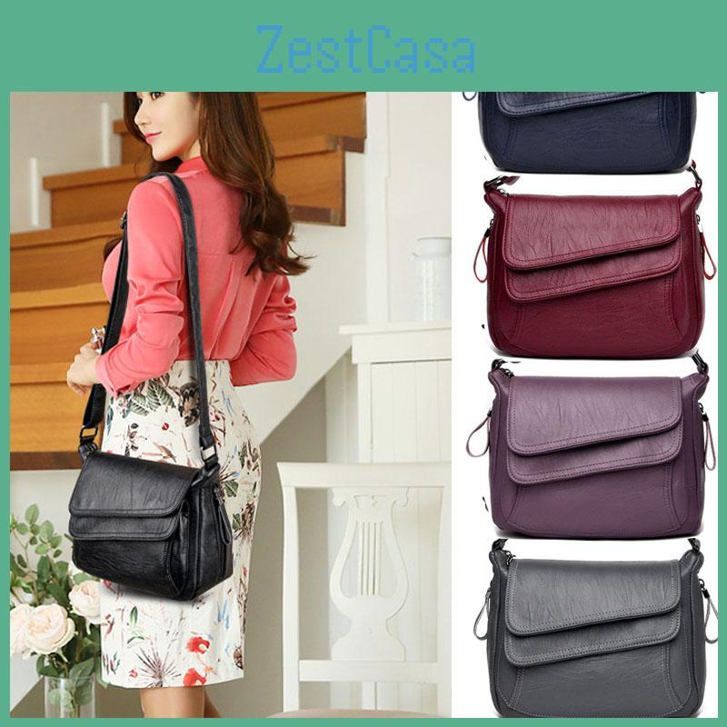 Fashionable Women's Casual Shoulderbag Soft Pu Leather Crossbody With Inside Pocket