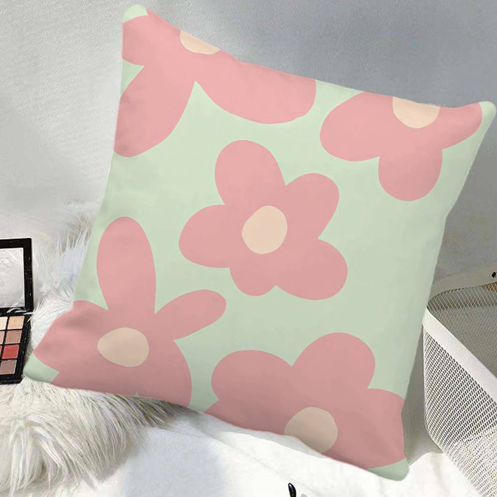 Colorful Rainbow Purple Green Heart Flower Pillow Case Square Pillow Bedroom Sofa Leisure Comfort Cushion Car Home Decoration 40x40cm