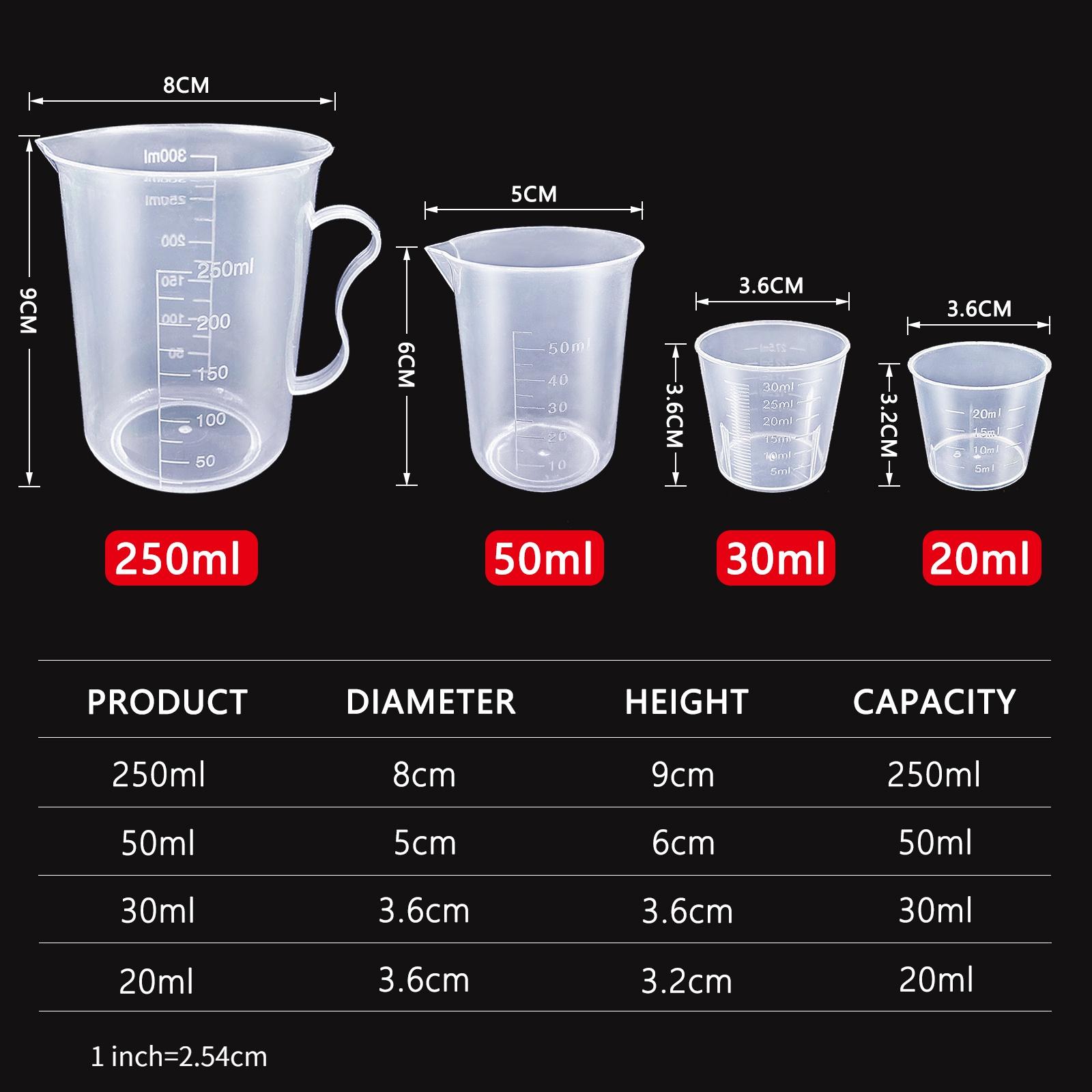 

6Pcs/set Clear Plastic Graduated Measuring Cup for Baking Beaker Liquid Measure Jug Cup Container Without Handle