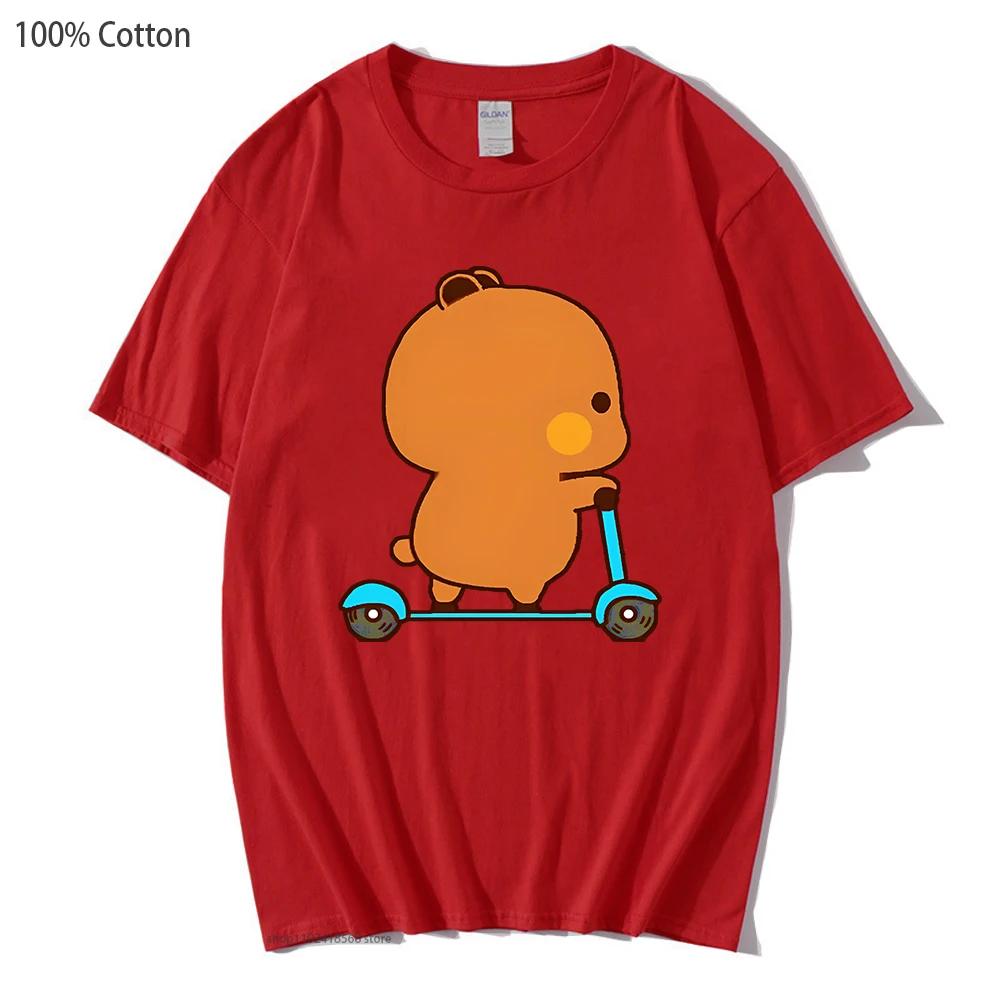 Cute Couple Shirt Cute Bubu and Dudu Are Playing Scooter Together Graphic T-Shirts Men's Clothes Panda Bear Cotton Top