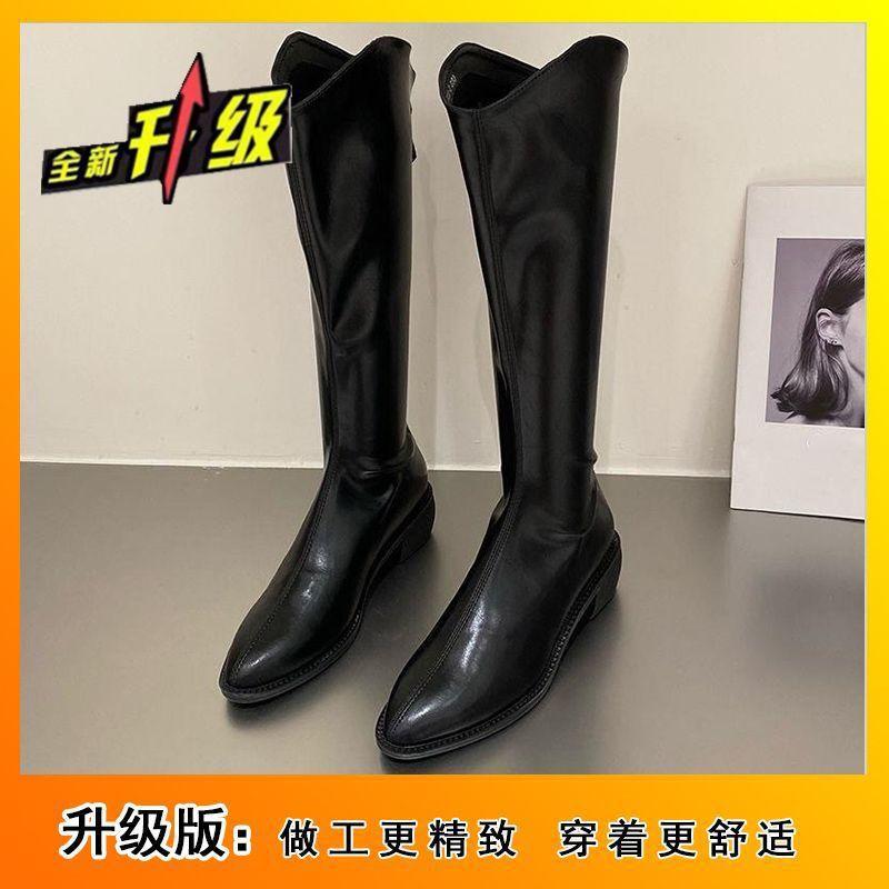 Coarse Heel Comfortable Knight Boots French Pointed Versatile Boots Women's 2025 Autumn and Winter New British Style Spice Girl Style