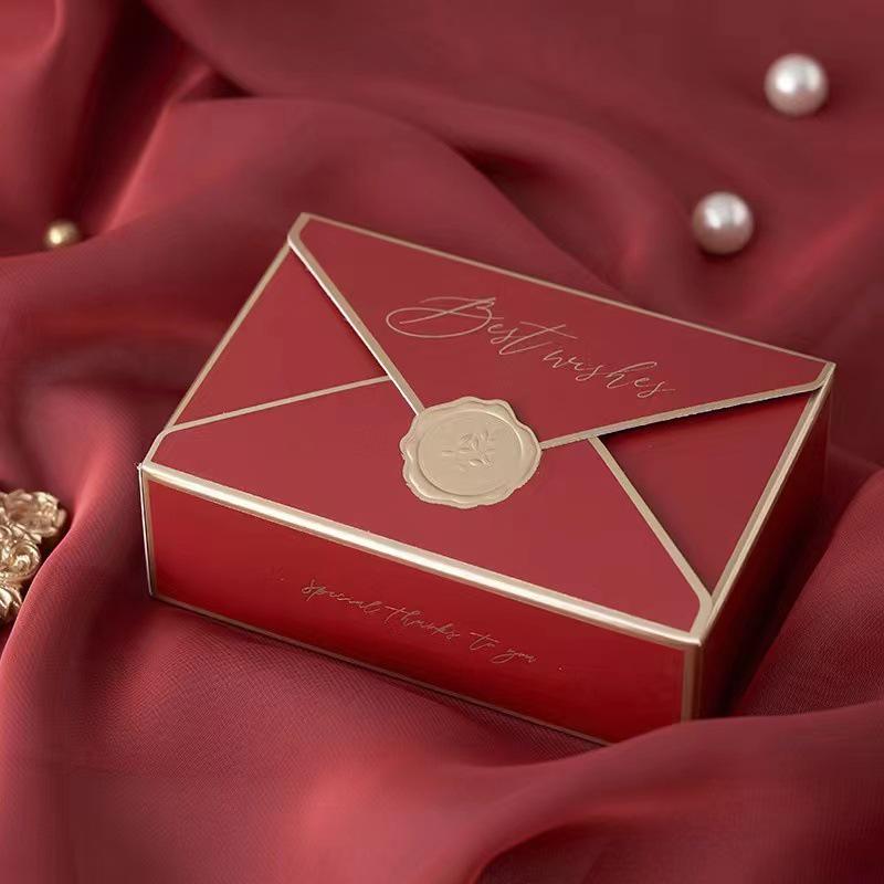 European Style Wedding Candy Box with Sealing Wax Stamp and Gold Foil, Multi-color Small Gift Packaging Box