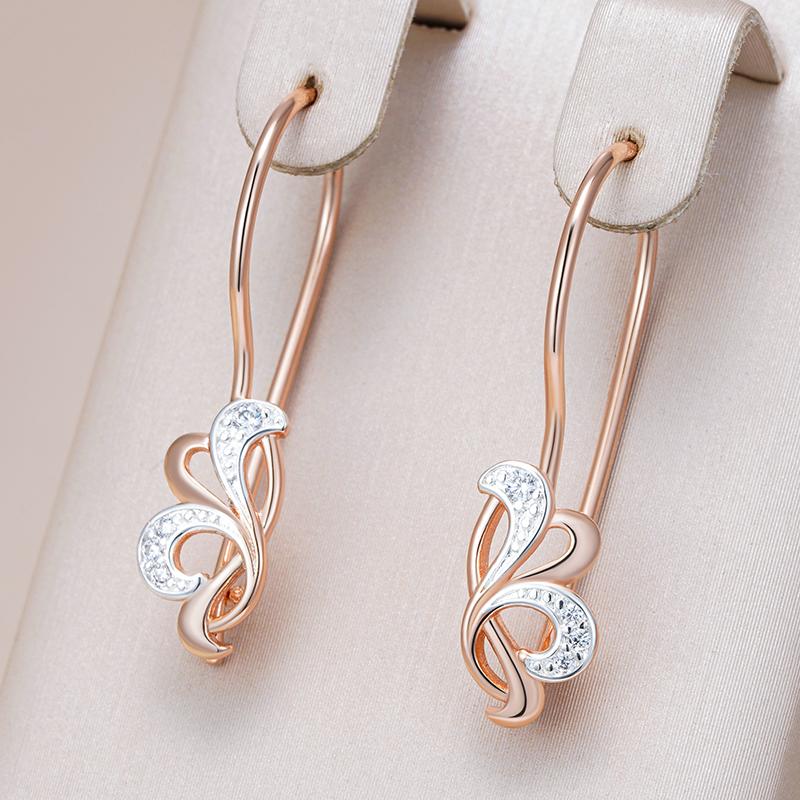 Shiny Natural Zircon Flower Long Drop Earrings Women Luxury  Rose Gold  Color Mix Daily Fine Vintage Jewelry