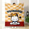 Yellow and White Checkered Background with a Cartoon Dog and Small Creature. for All Seasons Blanket Lunch Break Throw Gift
