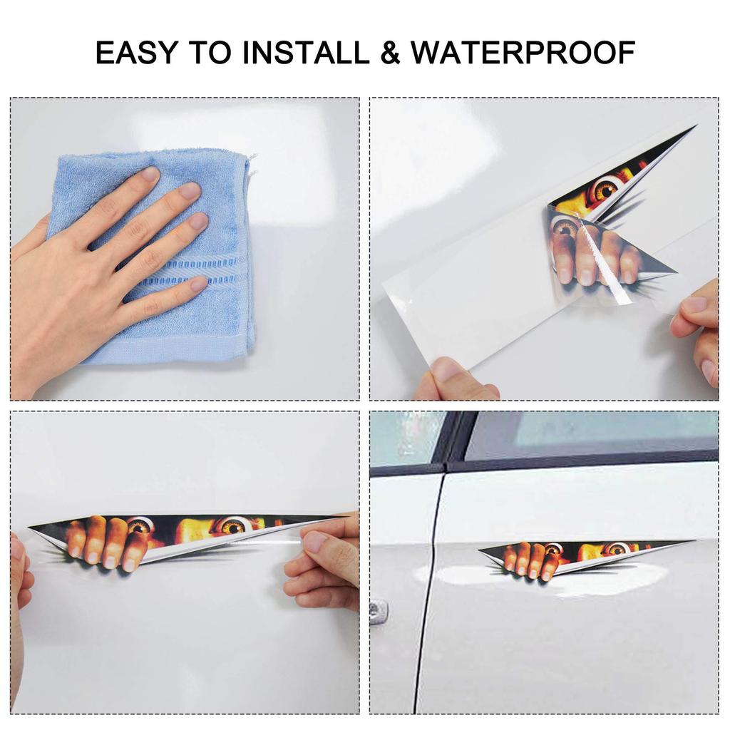 TOMALL 3D-Simulation stereoskopische Augen Peeping Autoaufkleber Männer Peeping Frauen Peeping Aufkleber Leopard Augen Peeping Aufkleber Motorrad