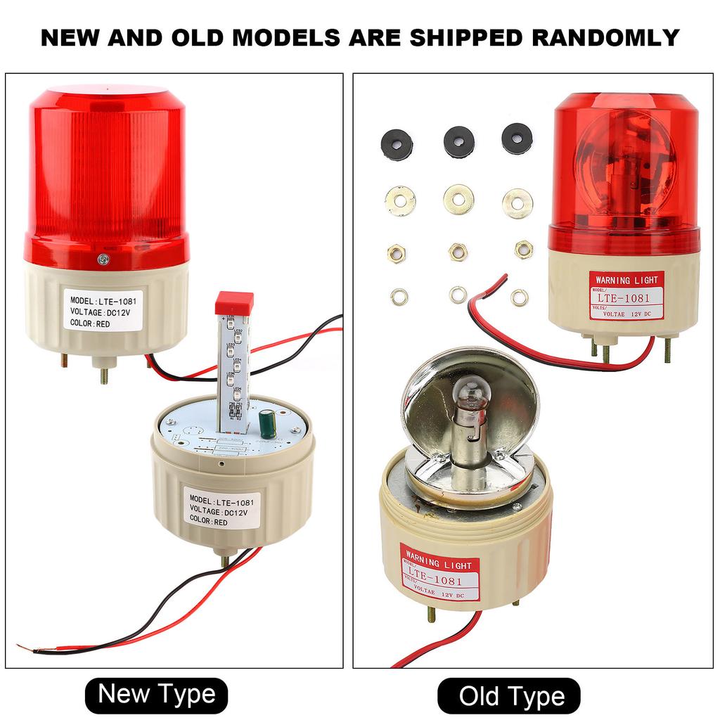 DC 12V Flash Rotary Warning Light Alarm Lamp Factory Construction Red