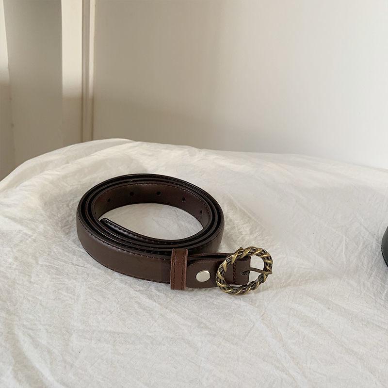 

Inspired Round Retro Buckle Pu Belt For Women In Black And Brown Ideal For Stylish Layering коричневый