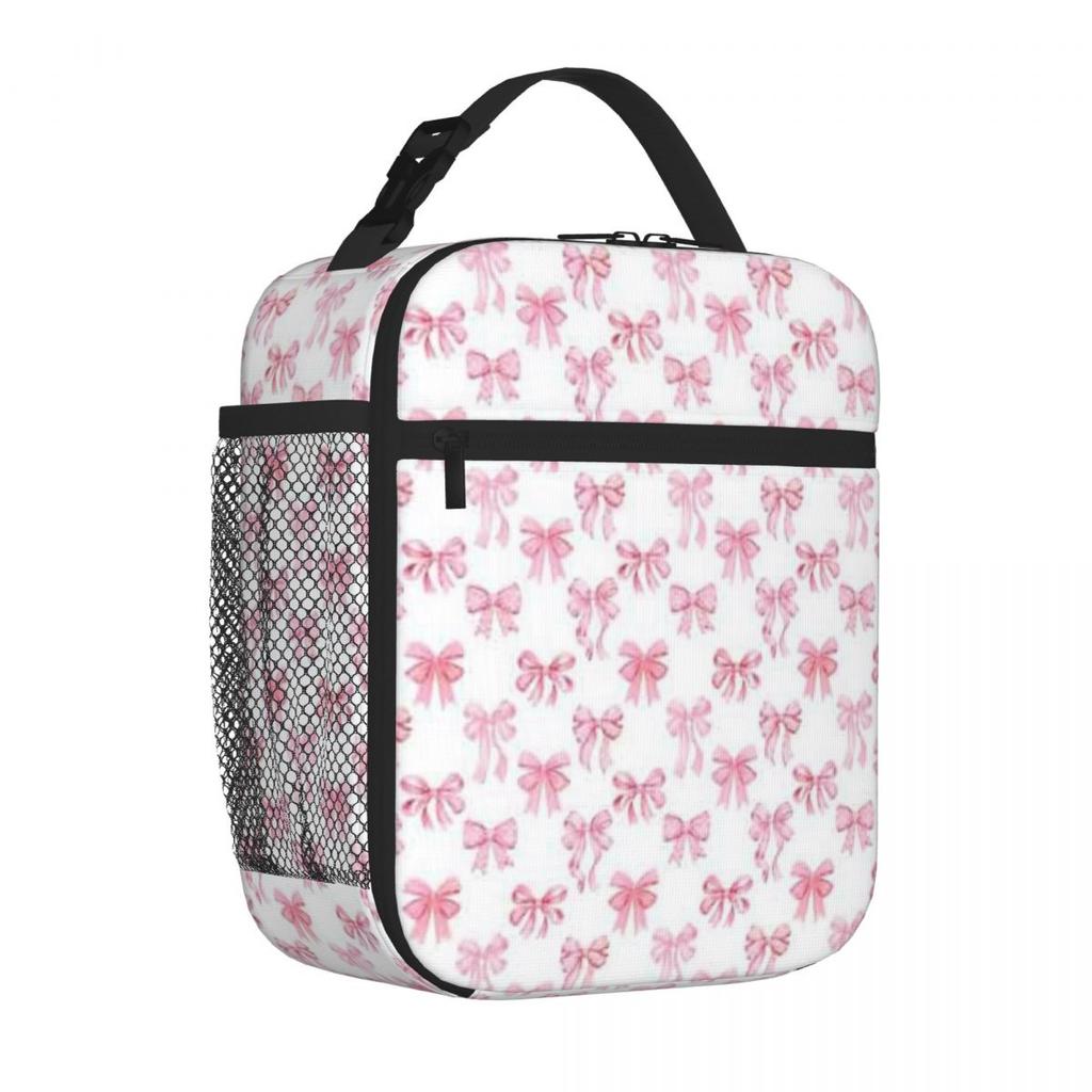 Bestselling Baby Pink Bows Cute Waterproof Lunch Bag Office To-Go Food Storage Bag