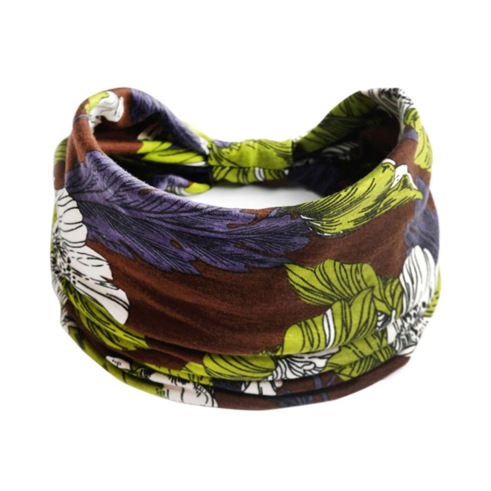 Bohemian Headbands for Women Cashew Flower Head Band Yoga Sports Hairband Elastic Cotton Wide Bandanas Headwear Hair Accessories