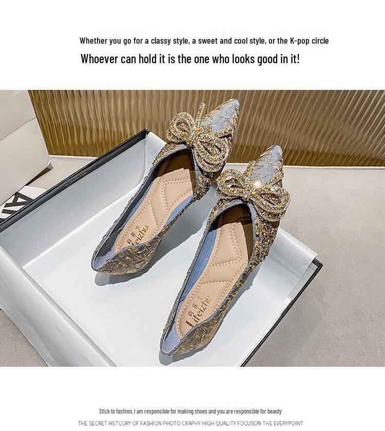 Plus Size Women's Rhinestone Pointed Toe Loafers (Sizes 41-43) - 2022 Flat Fashion Style