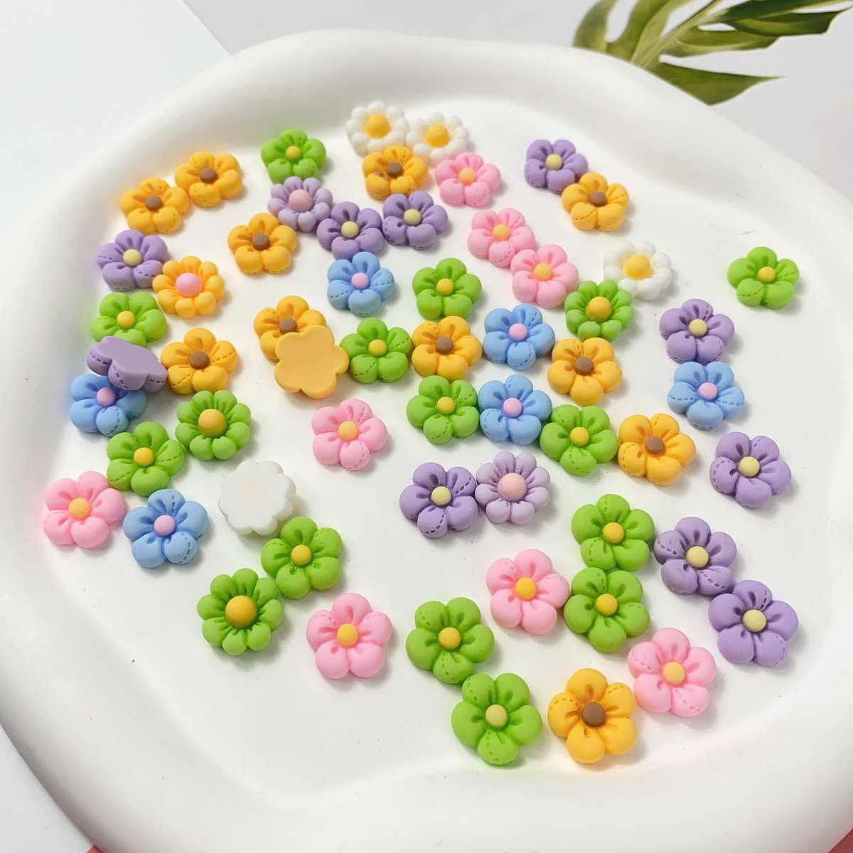 Frosted Five-Petal Flower Resin Earrings & Hair Accessories Red Purple Flowers +1