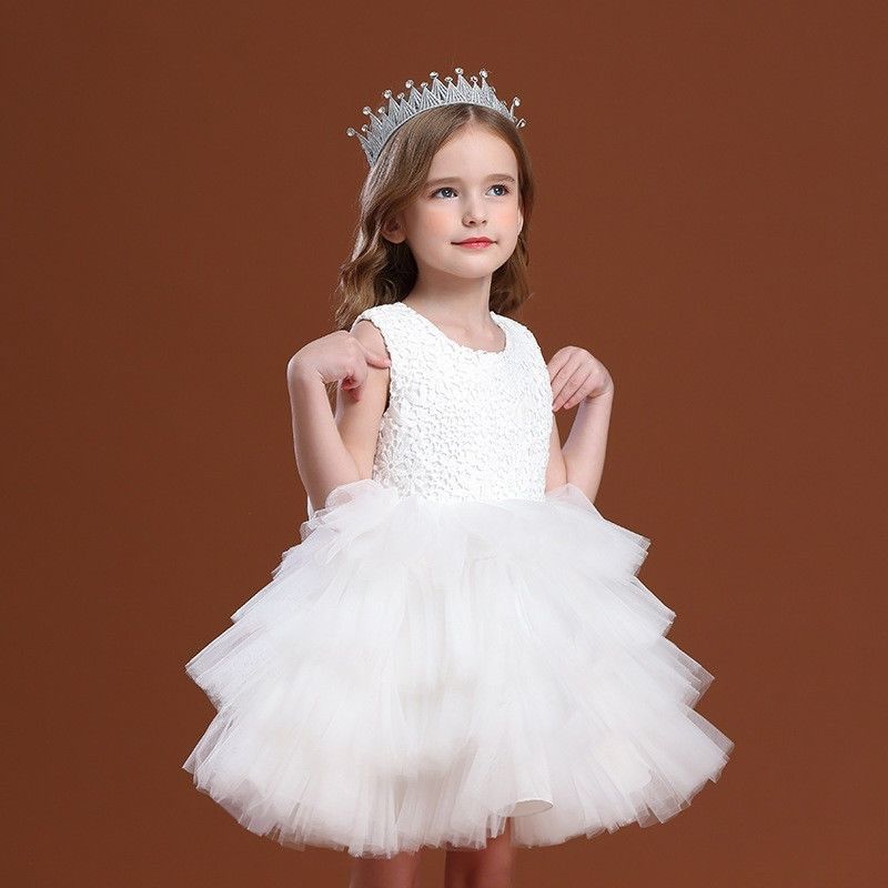 Summer Vest Dress Princess Dress Fluffy Gauze Dress Performance Costume Set Girls' Dress Sleeveless