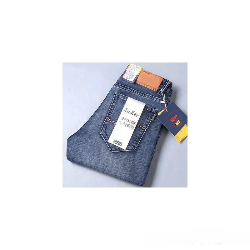 Elastic Men's Jeans: Spring/Summer Straight, Loose, Large Size, Wear-Resistant, Casual Work Pants with Free Shipping