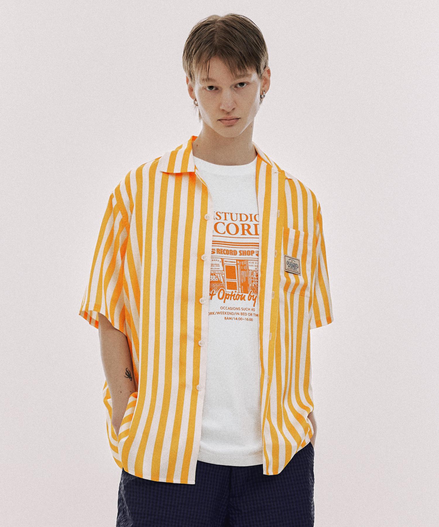 Oioi Collection Vintage Label Shirt_Yellow Stripe M