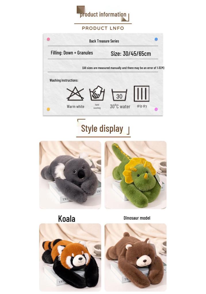 Plush Animal Pillow: Panda, Koala, Raccoon, Dinosaur, Cuddly Sleeping Companion for Children