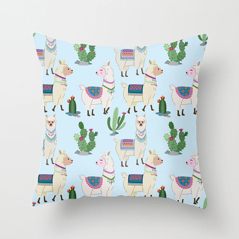 Cute Cartoon Printed Pillowcase Alpaca Decorative Home Sofa Office