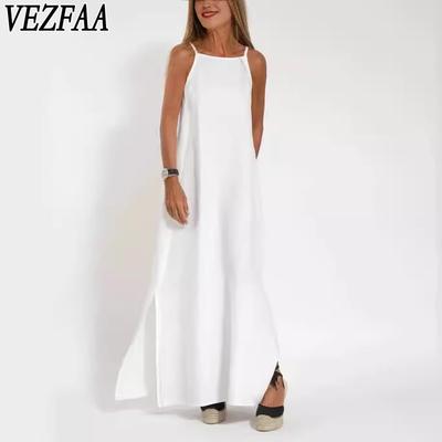 Damenmode Sommer Frühling Einfarbig Druck Ärmellos Lose Taille Casual Kleider