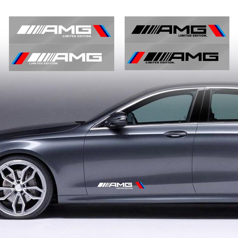 2pcs Car Side Door Sticker Badge Decal Decoration Emblem For Mercedes-Benz AMG C200 C300 A B C E GLA CLA GLK GL ML GLE W204 W205 W203 W211 W212 W213