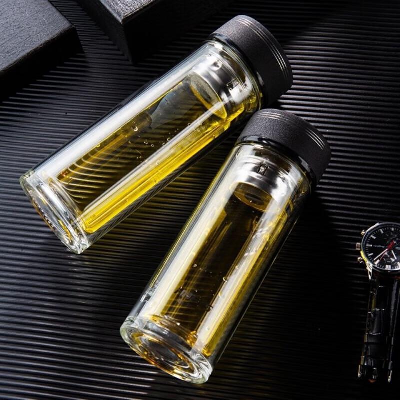 HAERS Double-Wall Borosilicate Glass Tea Infuser Bottle