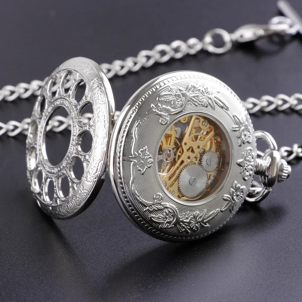 NEW PJX1720 Vintage Watch Hand Winding Mechanical Pocket Watch Luxury Design Half Hunter Pocket Clock Gifts for Men Women