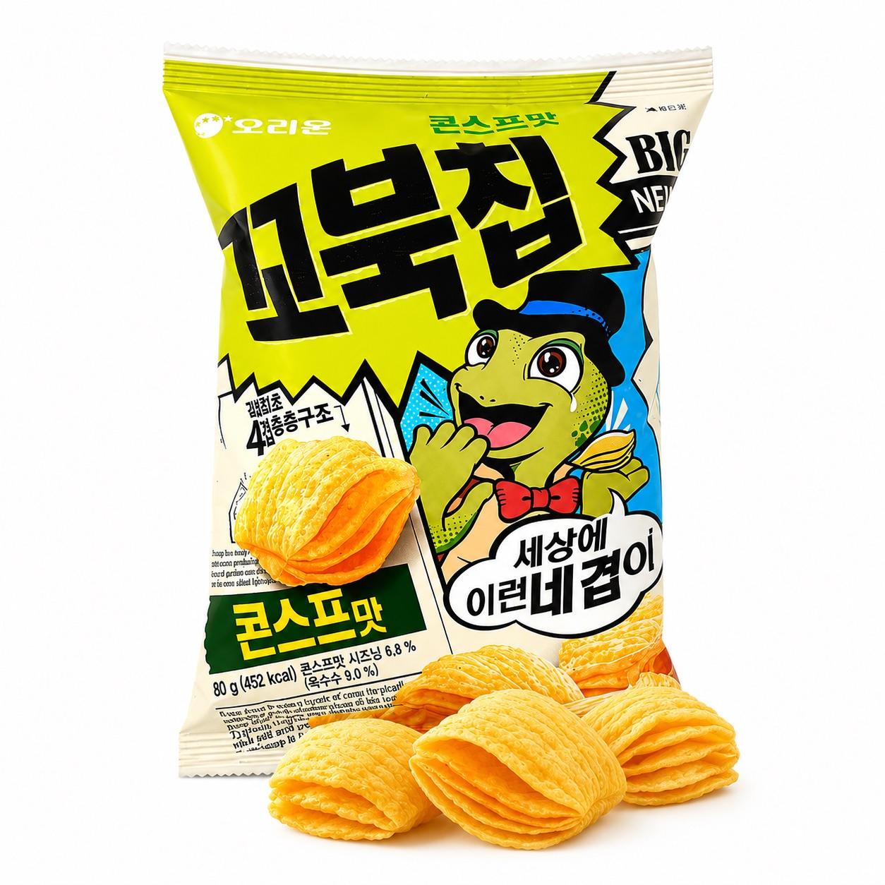 Orion Tortoise‑Shaped Sweet Corn Chips 70g sweet‑corn‑flavor crispy puffed snacks Sweet Corn 70g
