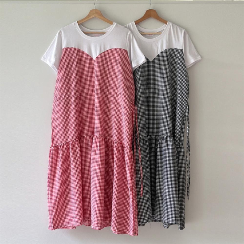 New ArrivalS Open Run Women S Heart Neck String Check Long dreSS Ruffle Style