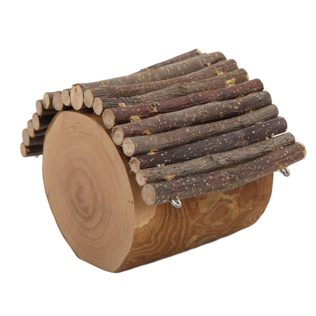 Wooden Hamster Tree Hole Natural Applewood Hamster Hideout Tunnel with Roof for Small Pets