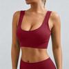Women’s Ribbed Seamless Sports Bra Scoop Neck Wireless Stretchy Fitness Crop Top for Yoga Pilates Gym Workout