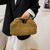 Grote Stroen Clutch Tas Stro Geweven Dames Handtas Bovenhandvat Satchel Portemonnee voor Zomer Strandvakantie