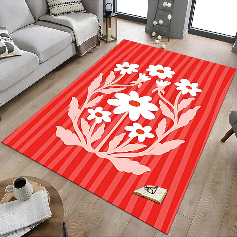 1pc Floral Pattern Area Rug Soft Flannel Floor Mat for Living Room, Bedroom and Carpet, Sofa Coffee Table Floor Mat, Decorative Rug q15