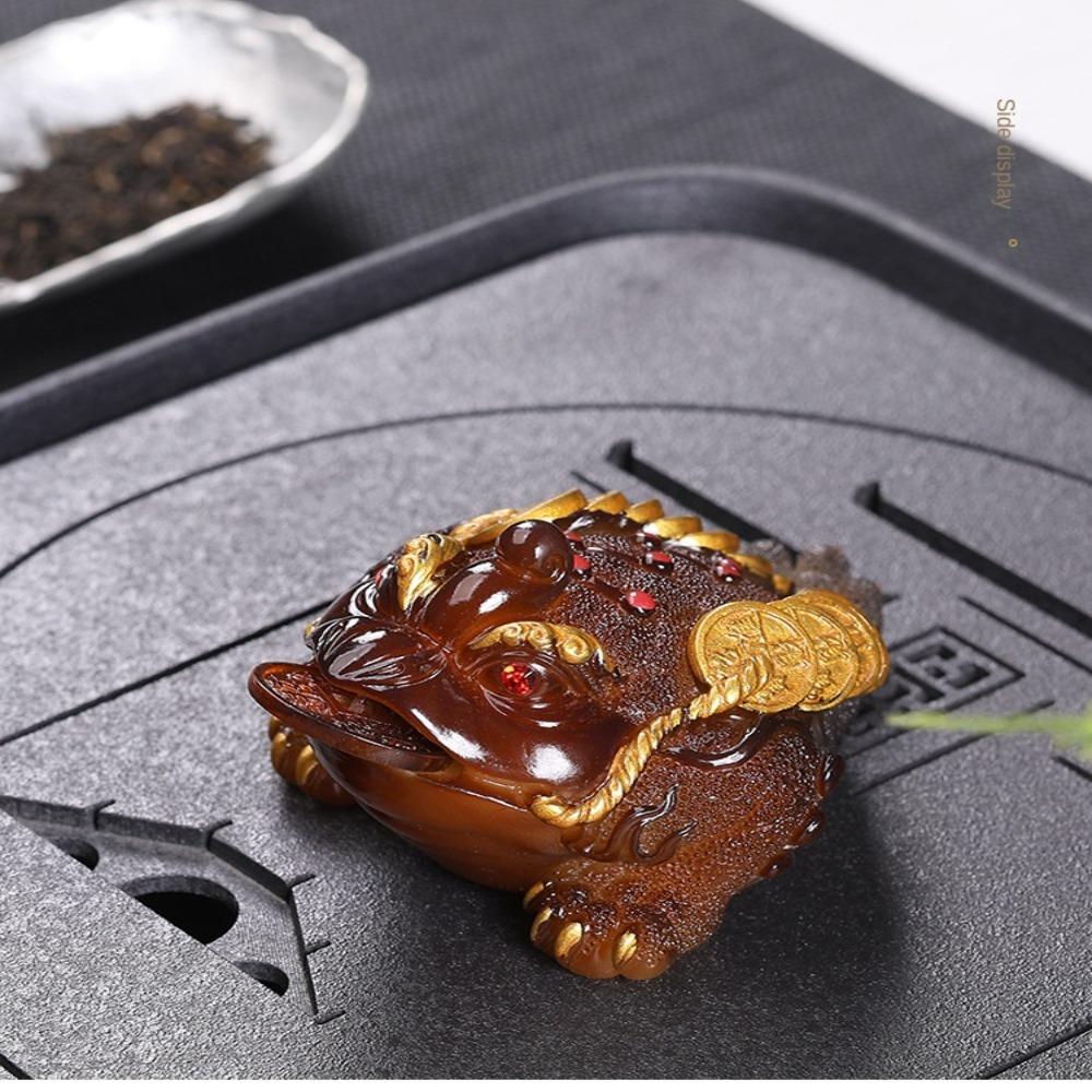 Resin Color Changing Tea Pet Gold Raise Golden Toad Cute Lucky Water Tea Pet  Tea Table Decoration
