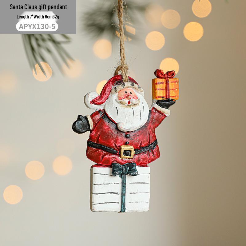 Colorful 3D Retro Bell Resin Ornament - American Cartoon Style Christmas Hanging Decoration
