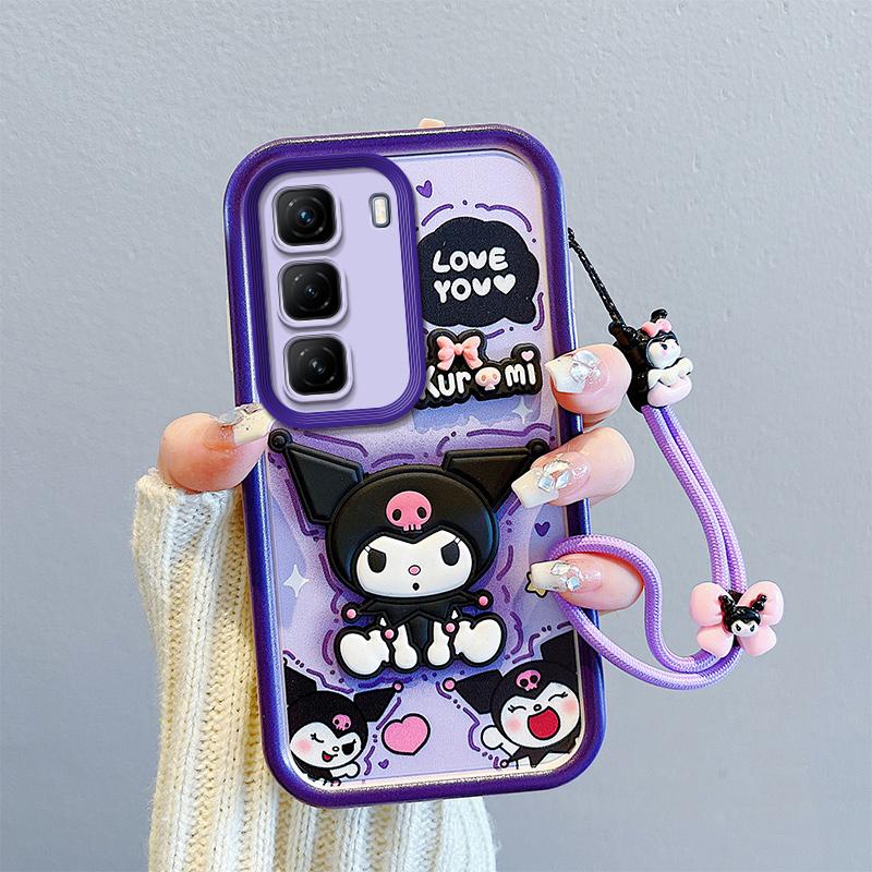 KEYSION Shockproof Case for Infinix Hot 50 4G 5G with Lanyard Soft Silicone Cute 3D Cartoon Doll Phone Cover for Infinix Hot 50 Pro 4G