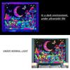 1pc UV reactive mushroom tapestry, plant flower starry sky tapestry, moon phase butterfly neon light effect tapestry