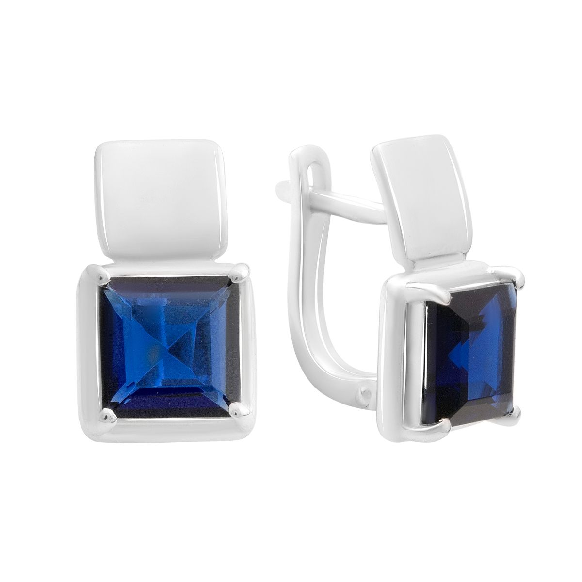 

Silver earrings with nano sapphire 3.95ct (2189107) синій